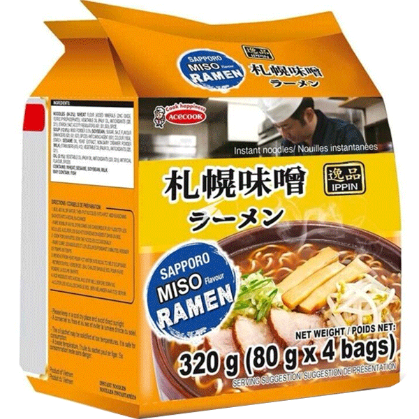 【エースコック】逸品 インスタントラーメン 味噌 4袋