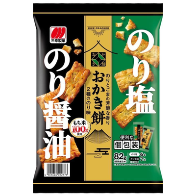 Okaki Mochi Rice Crackers – Two Seaweed Flavors 82g