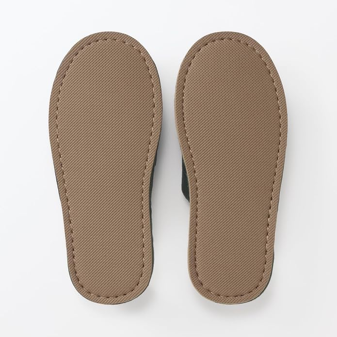 [MUJI] Pantoufles en jonc de mer à bout ouvert / Chaussures d'intérieur "Gris anthracite" Taille L
